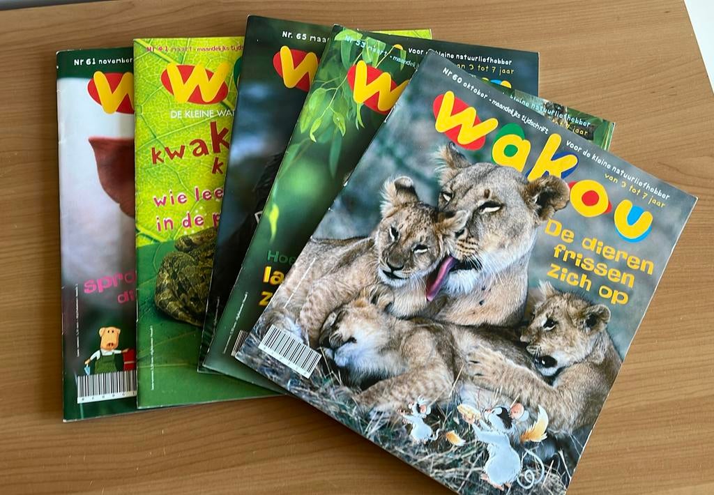 5 tijdschriftjes over dieren - 3-7 jaar Wakou, Enlèvement, Comme neuf