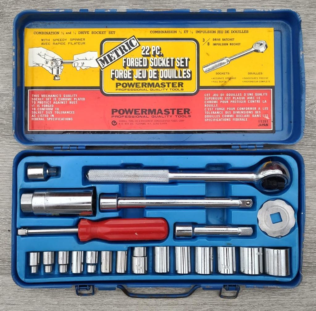 Powermaster 22-delige vintage stekkerset van smeden, Ophalen of Verzenden, Gevuld, Gebruikt