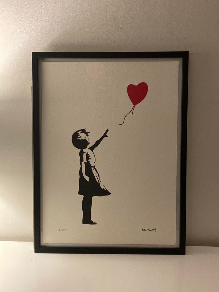 BANKSY: lithografie met de hand ingelijst en genummerd, Ophalen of Verzenden