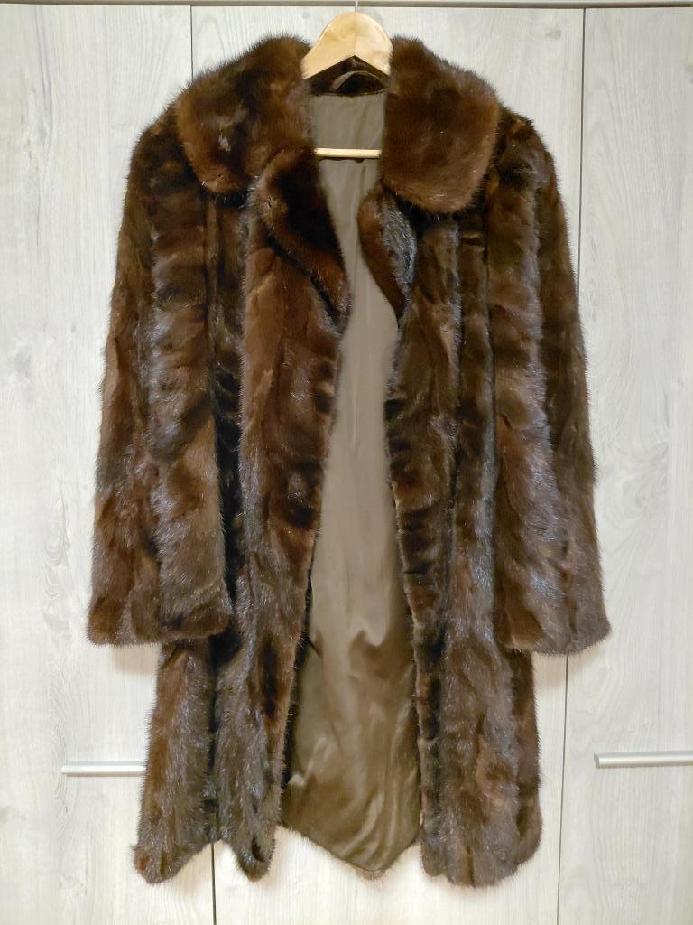 Prachtige vintage echte bontjas, Enlèvement ou Envoi, Comme neuf, Brun, Taille 42/44 (L)