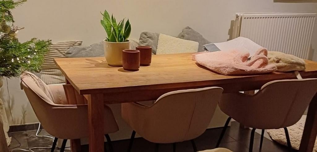 Teak tafel 200cm op 100cm voor binnen., Ophalen