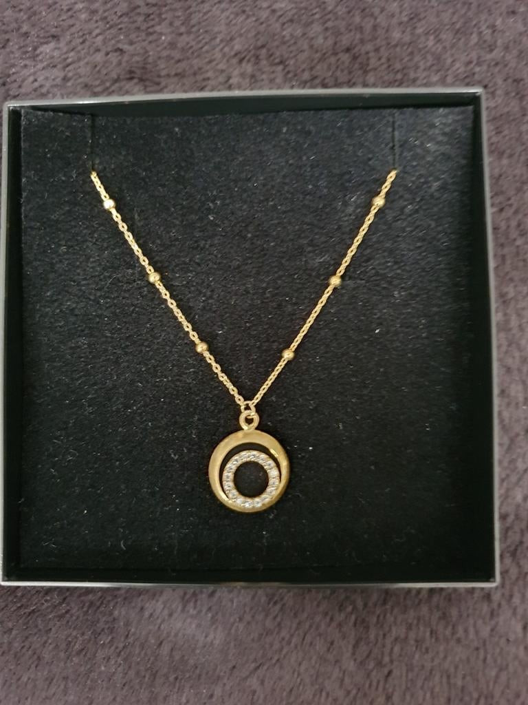 Zilveren halsketting verguld van Twice as nice, Bijoux, Sacs & Beauté, Colliers, Enlèvement ou Envoi, Or, Comme neuf, Avec pendentif