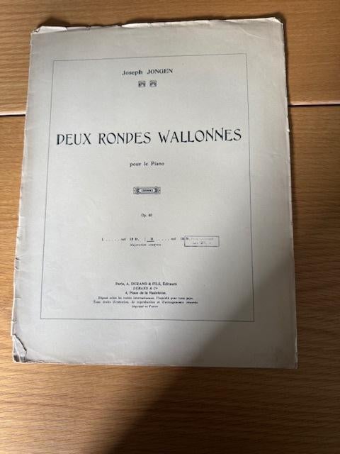 Joseph Jongen – Deux Rondes Wallonnes Op. 40 nr. 2, Muziek en Instrumenten, Bladmuziek, Gebruikt, Artiest of Componist, Klassiek