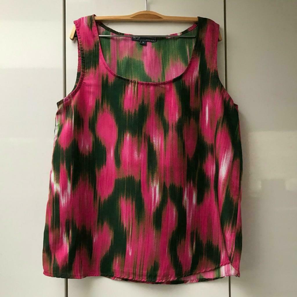 TQF Collection roze en groene tanktop - Maat M, Kleding | Dames, Maat 38/40 (M), TQF, Ophalen of Verzenden, Zo goed als nieuw