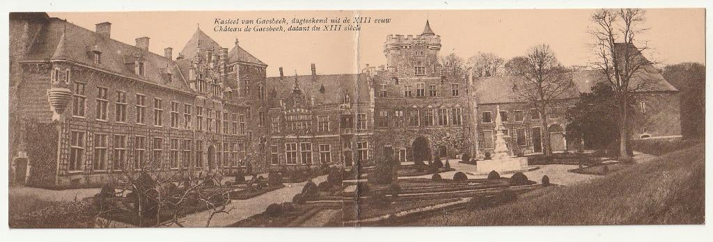 Kasteel van Gaesbeek panoramische kaart 2 luiken, Verzenden, Vlaams-Brabant