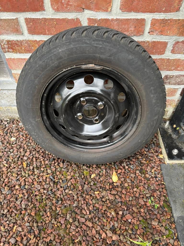 4 stalen velgen met winterbanden, Ophalen, 14 inch, Gebruikt, Velg(en)