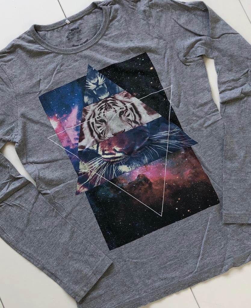 longsleeve Name It 146 152 grijs tijger print, Kinderen en Baby's, Gebruikt, Ophalen of Verzenden, Shirt of Longsleeve, Jongen