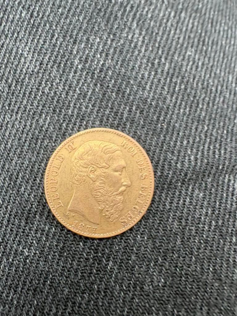De gouden 20 frank munt van Leopold II uit 1877, Monnaie en vrac, Or, Enlèvement, Or
