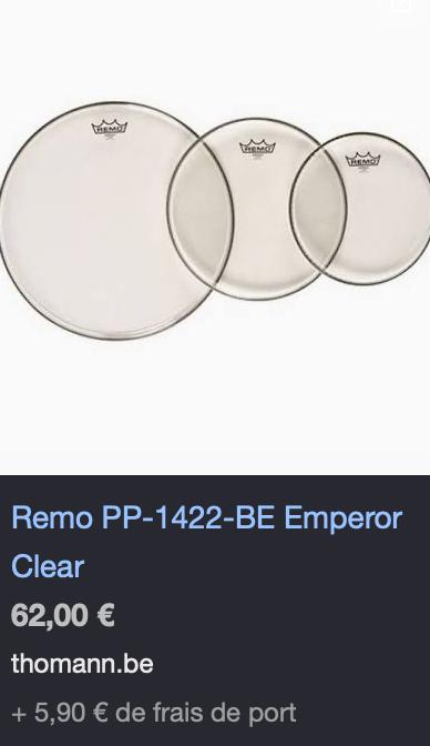 Kit Peaux batterie Remo embassador, Musique & Instruments, Enlèvement, Neuf, Autres marques