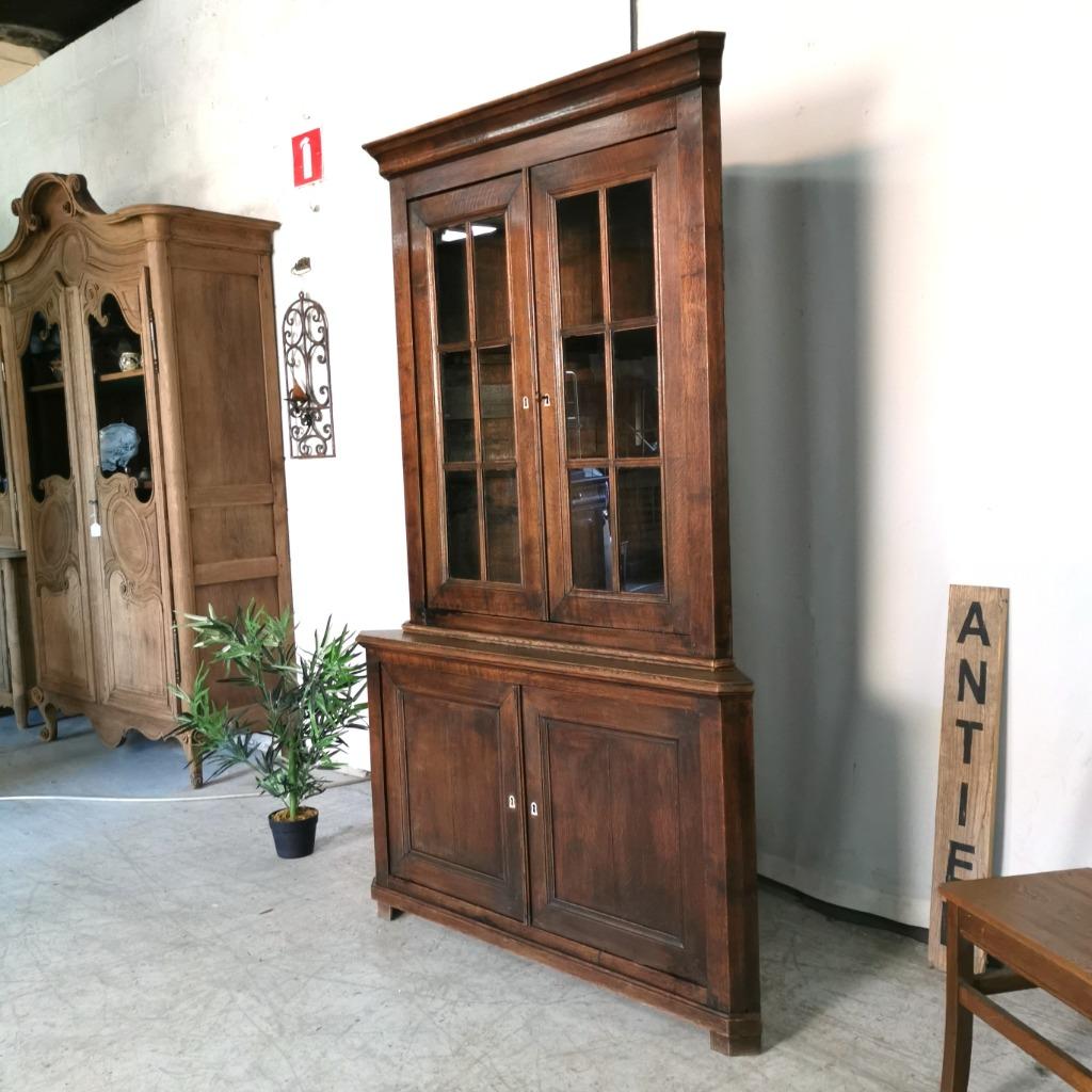 Meuble d'angle Louis Philippe ancien en chêne H 211 L 127 D, Enlèvement