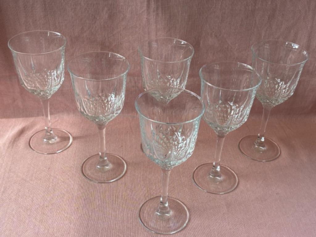 6 wijnglazen Cristal d' Arques, Ophalen of Verzenden