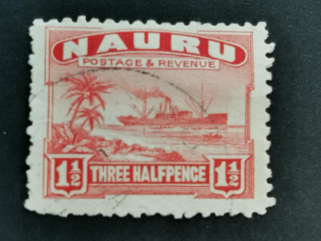 Nauru 1924 - littoral avec palmiers, bateau à vapeur, Enlèvement ou Envoi, Affranchi