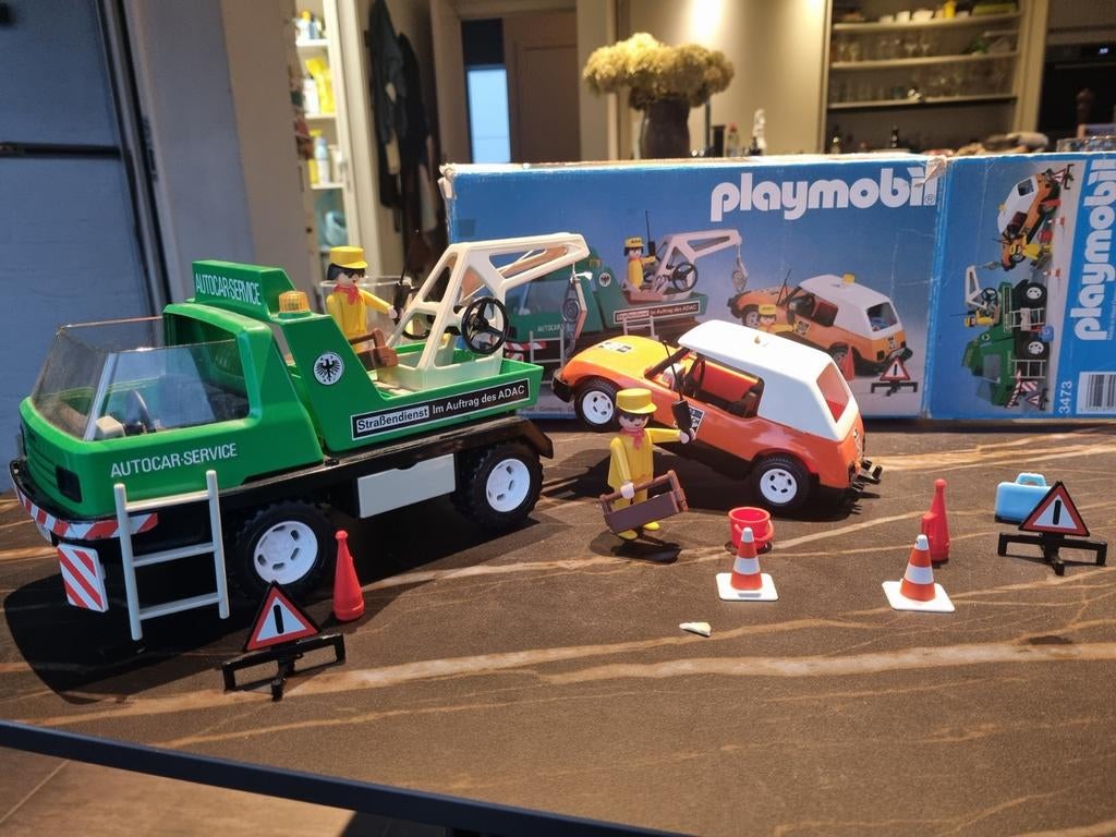 Playmobil 3473 takelwagen + auto, Ophalen of Verzenden, Gebruikt, Complete set