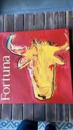 Vintage Fortuna sigaretten vinyl doek op houten kader, Ophalen, Zo goed als nieuw, Reclamebord