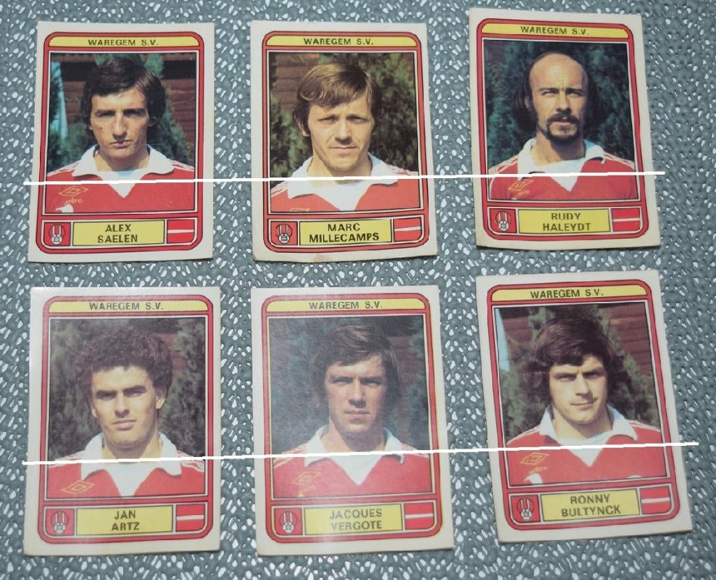 Panini Football 79 / Waregem SV / 6 stickers, Verzamelen, Verzenden, Gebruikt, Poster, Plaatje of Sticker