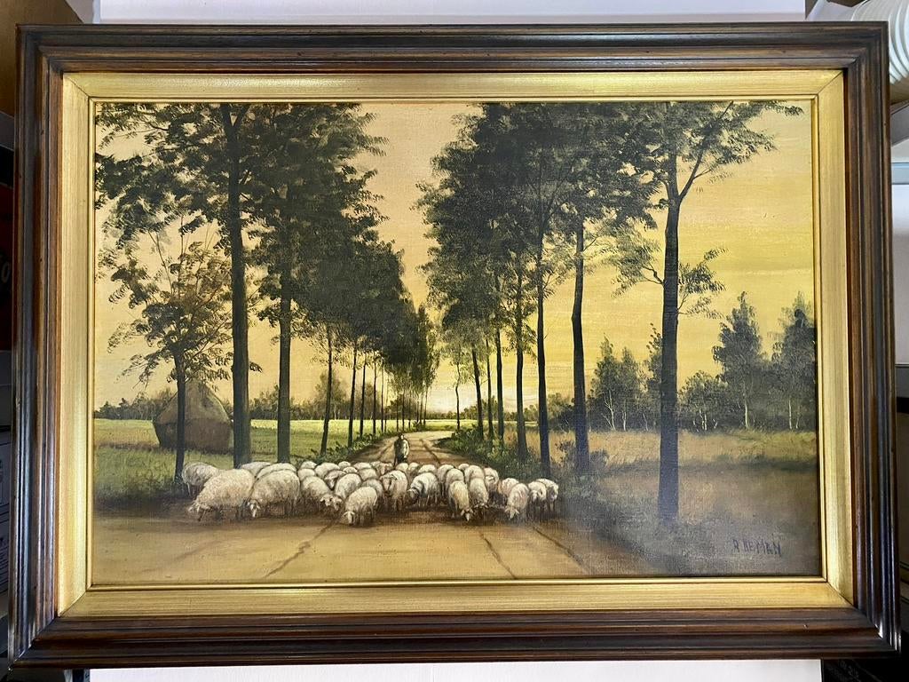 Landschap schilderij André De Man, Ophalen of Verzenden