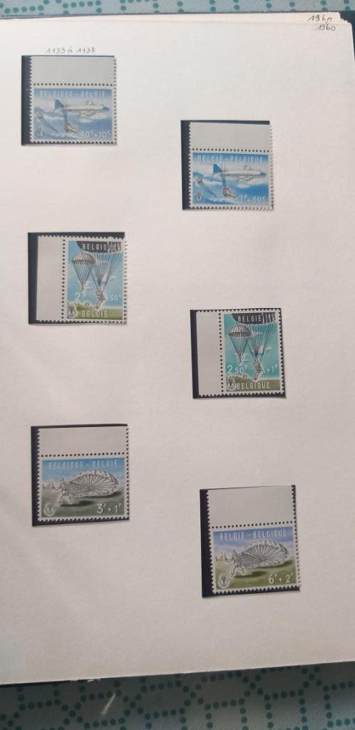 Timbres belges série Parachutistes  1133 à 1138, Enlèvement ou Envoi
