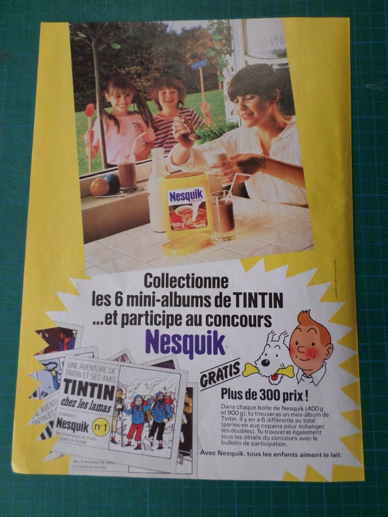 Tintin - publicité papier "Nesquik" - 1981, Enlèvement ou Envoi, Tintin, Utilisé, Autres types