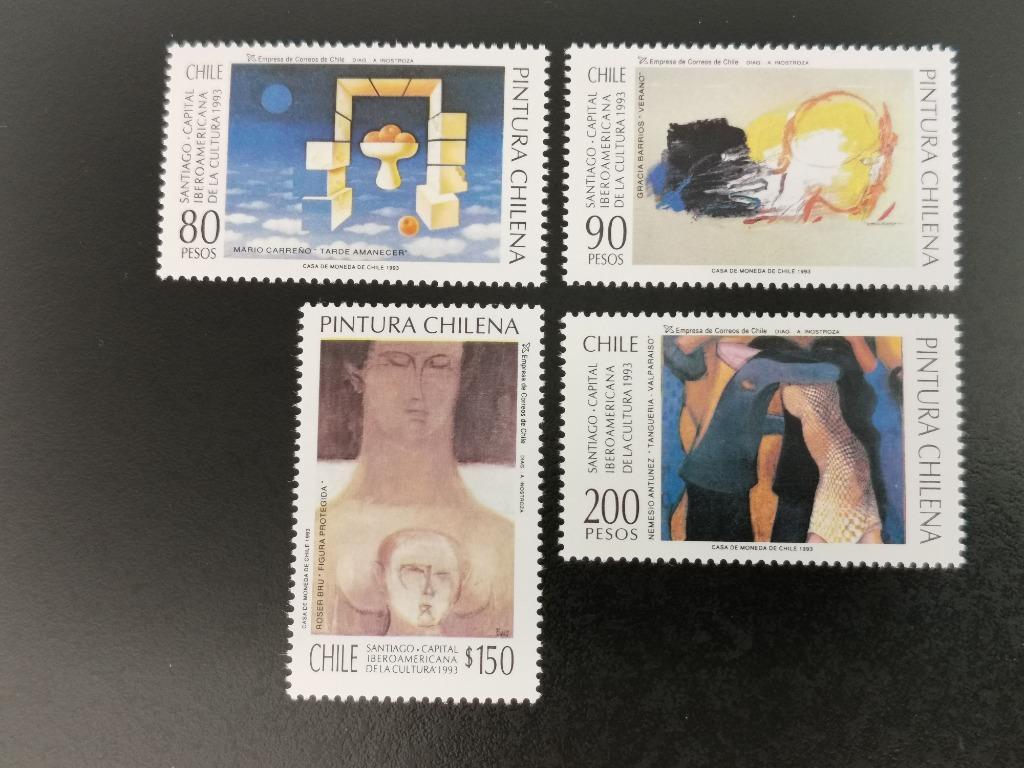 Chili 1993 - art - Peinture chilienne, Enlèvement ou Envoi, Non oblitéré, Amérique du Sud