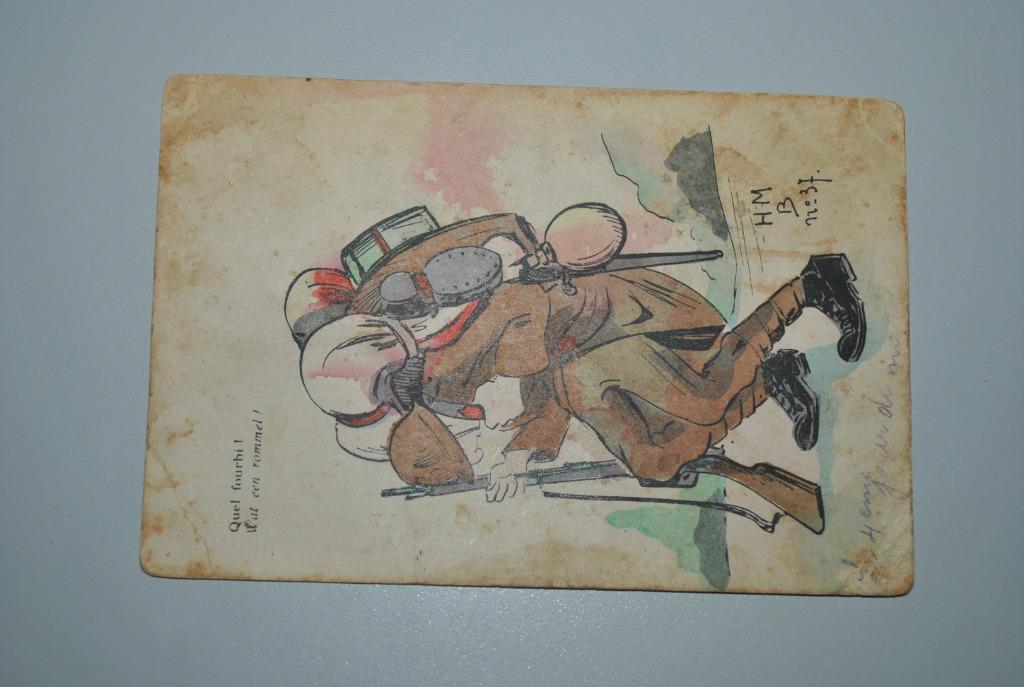 Belgique 1925 Carte postale Militaire Humour Mauvais état, Verzenden