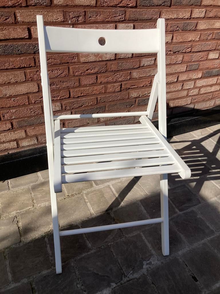 Chaise pliante blanche Ikea Terje - en bois -  3 disponibles, Enlèvement, Utilisé, Blanc