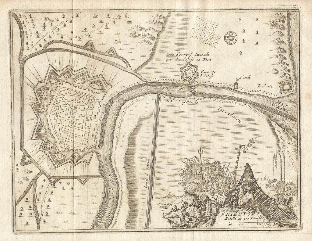 1769 - Nieuwpoort stadsplan, Antiquités & Art, Envoi