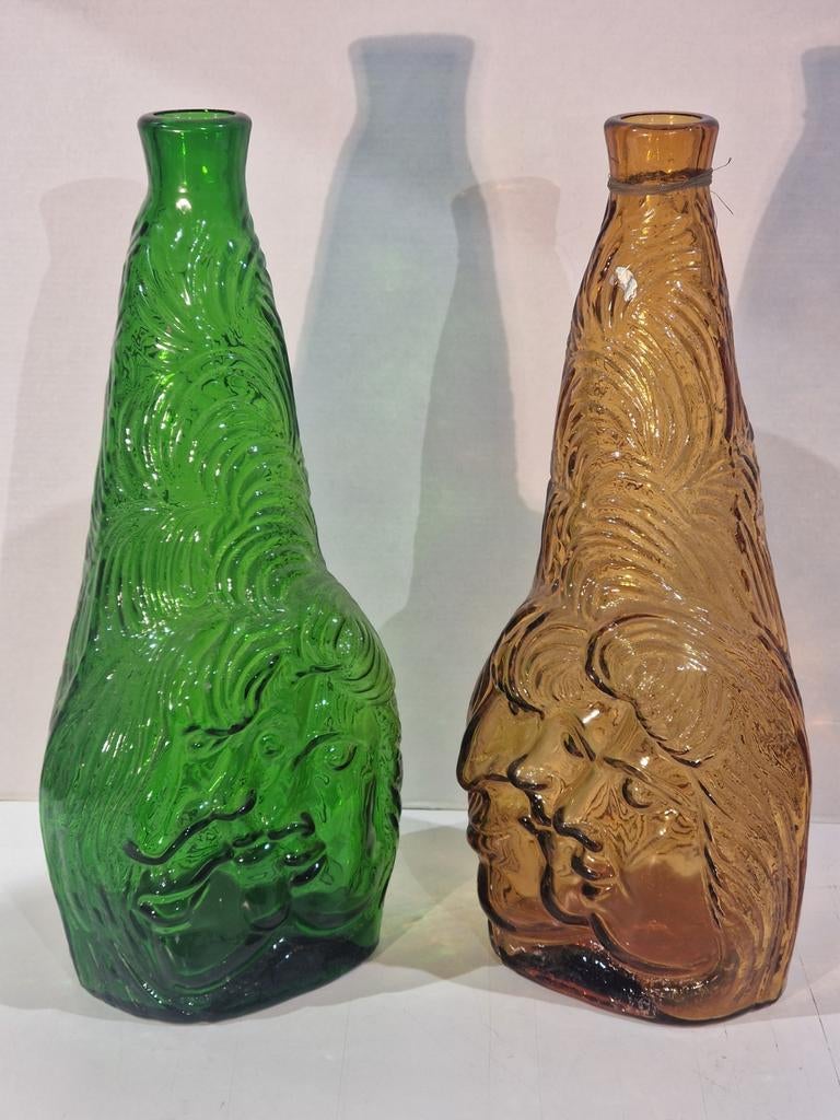 Empoli Genie glazen karaf , 3 gezichten , made in Italy, Ophalen of Verzenden