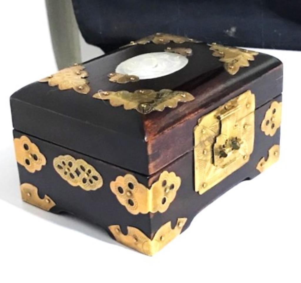 Juwelen Kist Chinees Jade Goud verguld rozenhout✨👀💎🎁, Ophalen of Verzenden