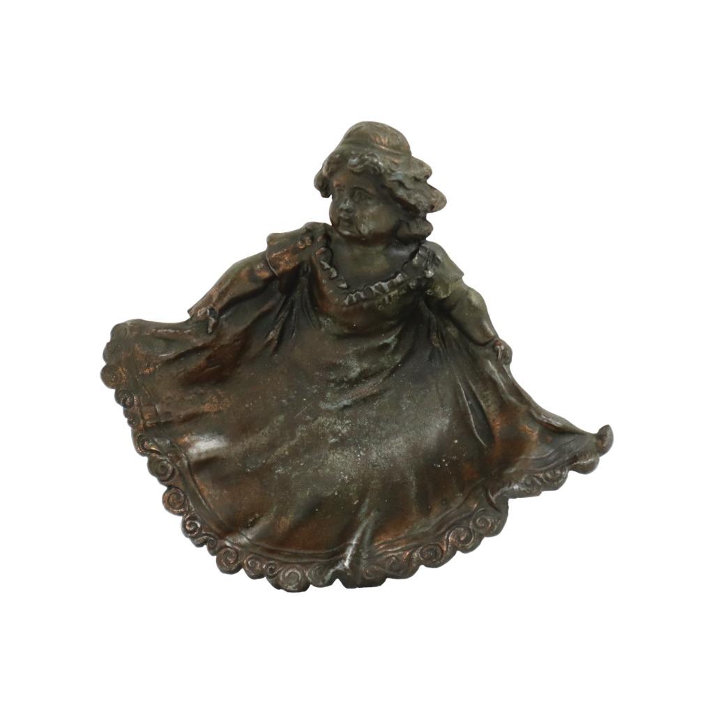 Antieke Vide-Poche Catch-All Schaal Meisje met Wijde Rok, Antiek en Kunst, Ophalen of Verzenden