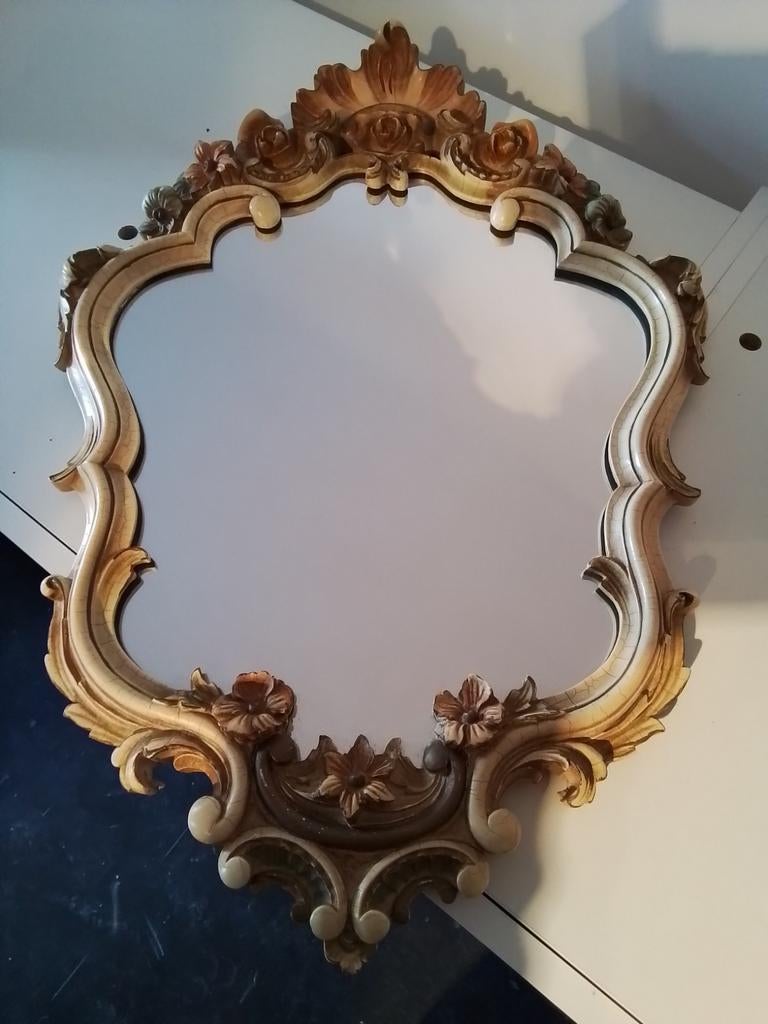 Decoratieve wandspiegel vintage met onderbankje, Enlèvement, Ovale