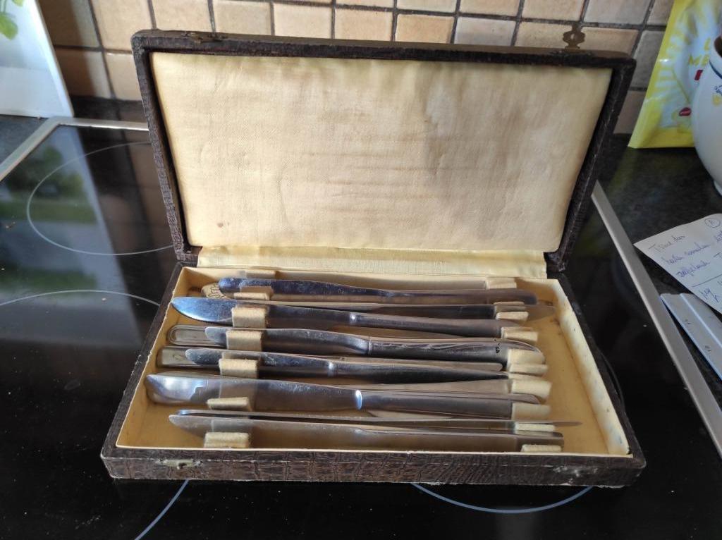 vintage doos met 12 messen, Antiek en Kunst, Ophalen of Verzenden