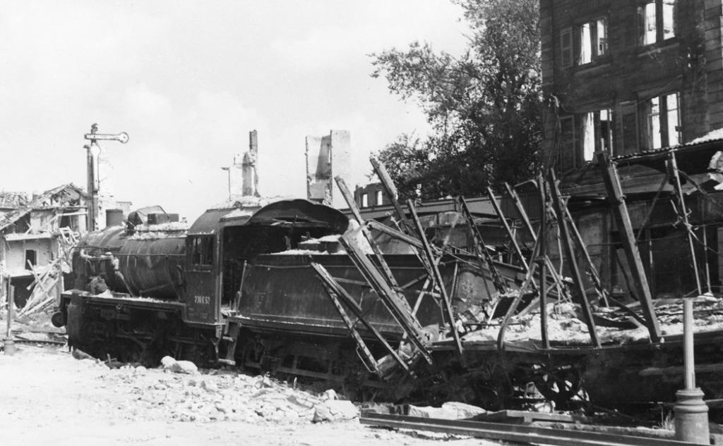 photo orig. GI US Army - train allemand bombardé - WW2, Envoi, Armée de terre, Photo ou Poster