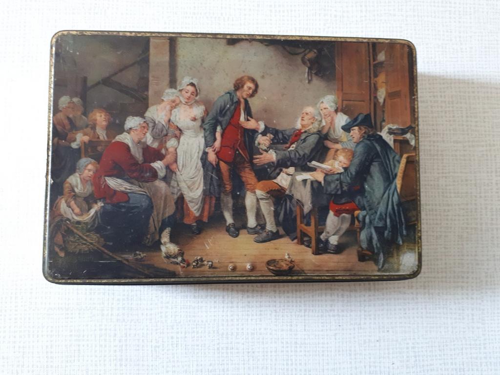 Oude blikken doos Jacques chocolade, Verzamelen, Ophalen of Verzenden, Gebruikt, Beschuit, Overige merken