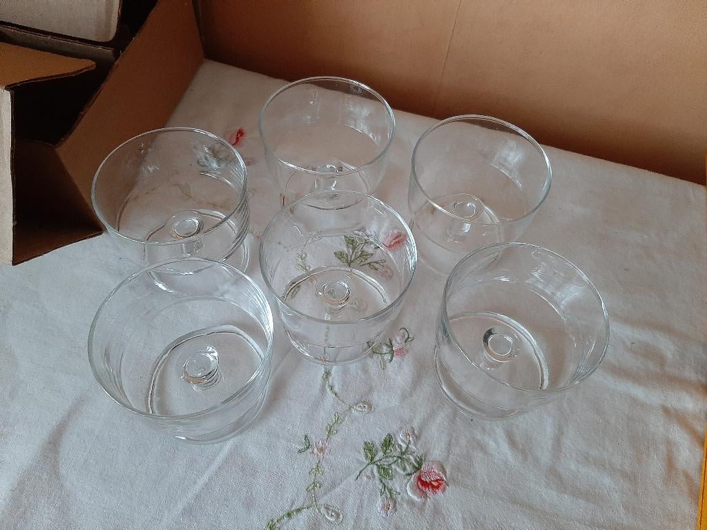 Set van 6 ijscoupen, helder glas, jar '60, Ophalen