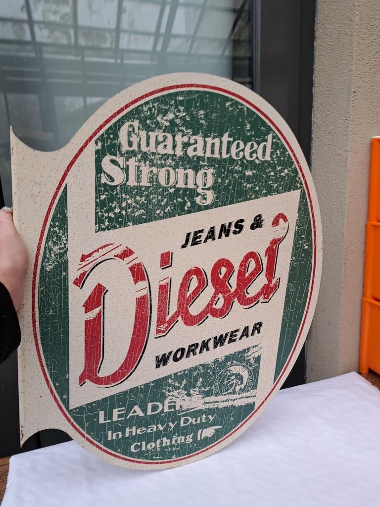 Diesel jeans and workwear groot reclamebord, Verzamelen, Ophalen of Verzenden, Gebruikt, Reclamebord