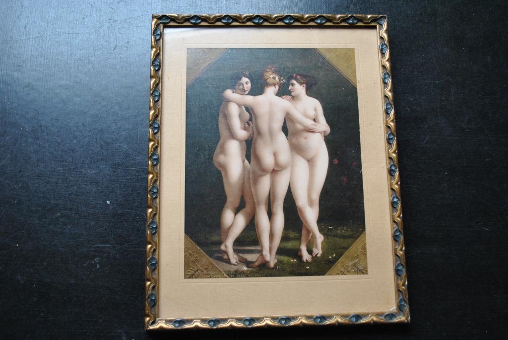 Belle reproduction LES TROIS GRACES Regnault cadre bois doré, Enlèvement ou Envoi