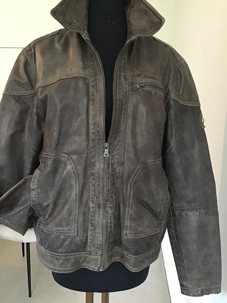 stoere leder jacket Milestone mt 48-50, Bruin, Maat 48/50 (M), Milestone, Ophalen of Verzenden