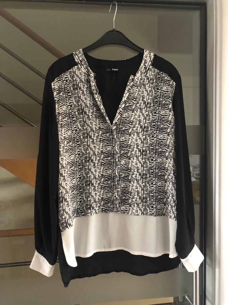 Nieuwe bloes zwart met wit maat medium merk Ciminy, Maat 38/40 (M), Zwart, Nieuw, Ophalen of Verzenden