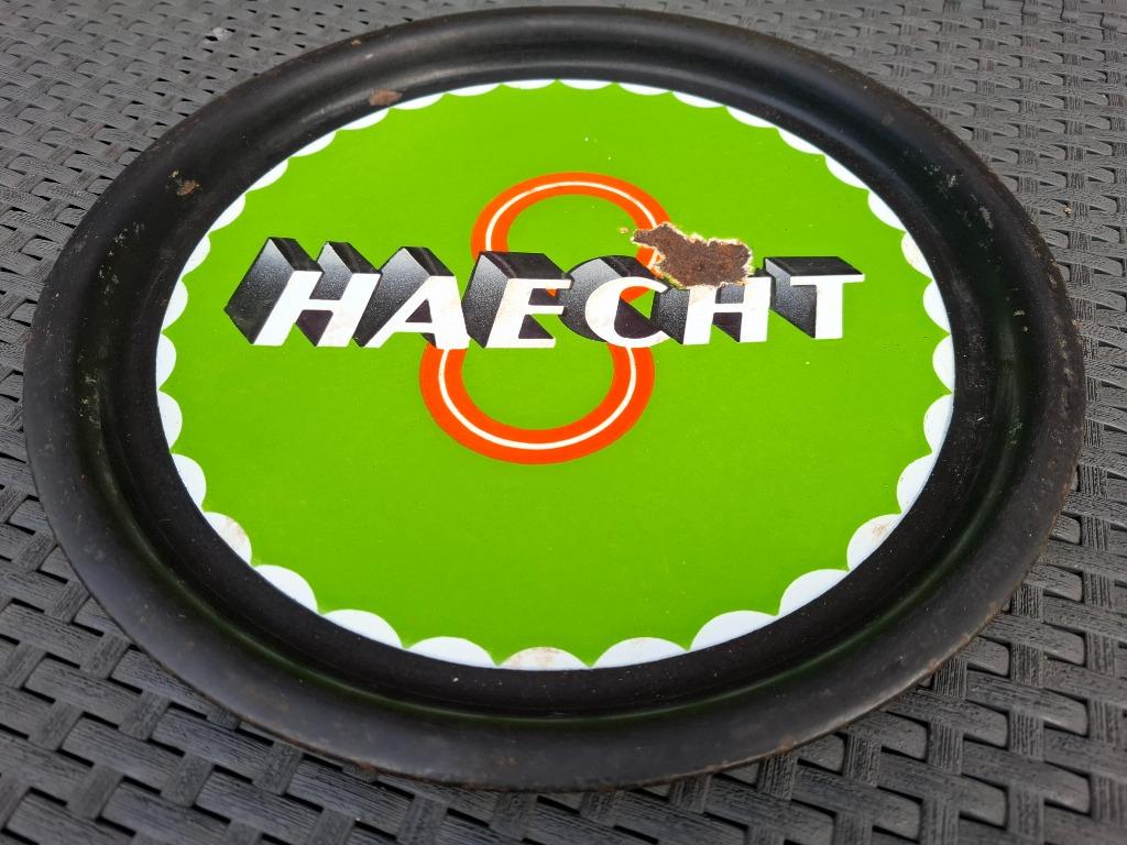 emaille bierplateau Haecht, Ophalen of Verzenden, Zo goed als nieuw, Reclamebord, Plaat of Schild, Overige merken