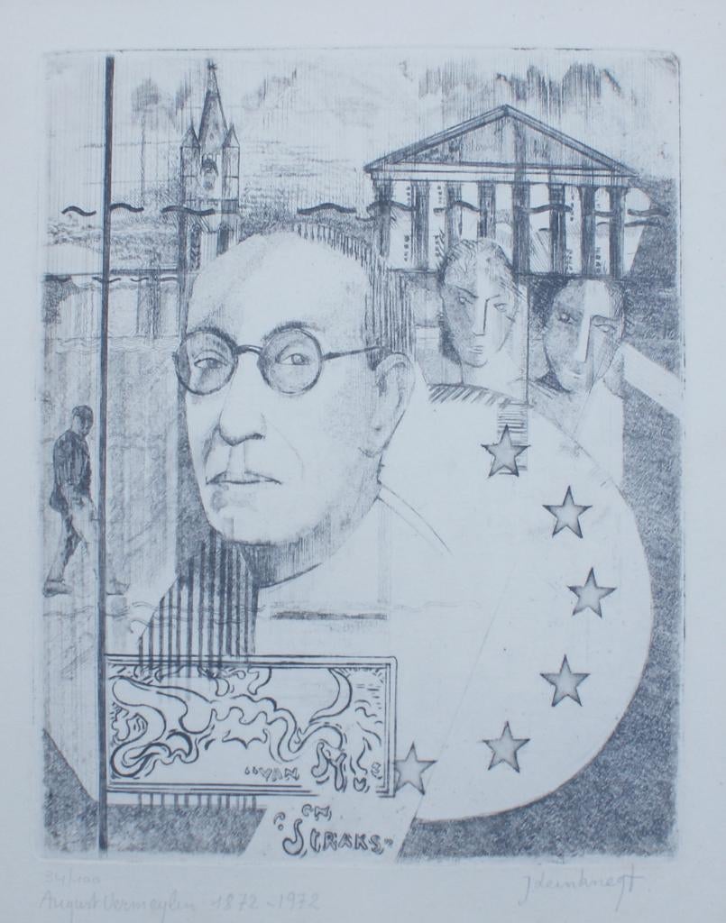 Jan Leenknegt (1950): August Vermeylen (51 x 60 cm), Ophalen of Verzenden
