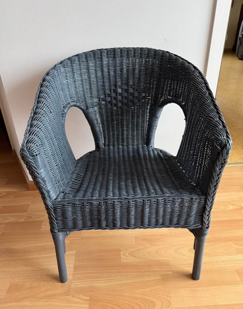 Grijs rieten zetel, Huis en Inrichting, Stoelen, Ophalen, Riet of Rotan, Zo goed als nieuw, Eén