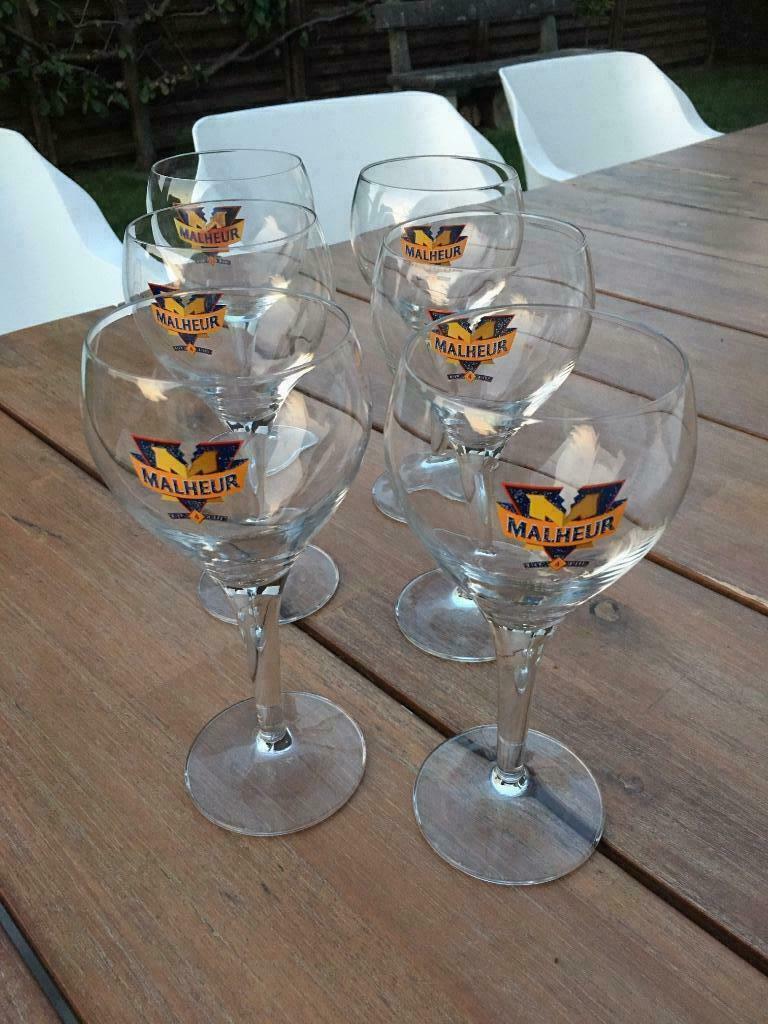 5 bierglazen Malheur, Verzamelen, Ophalen, Gebruikt, Glas of Glazen