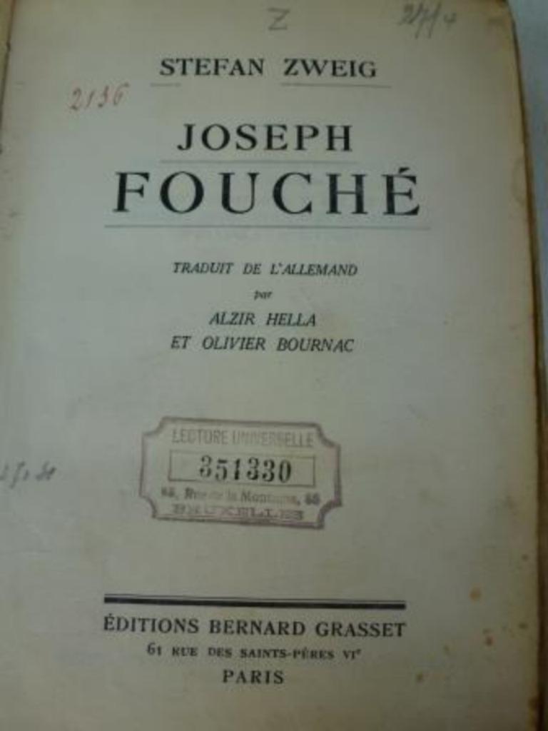 Joseph Fouché Stefan Zweig Grasset Parijs, Antiquités & Art, Envoi, Stefan Zweig