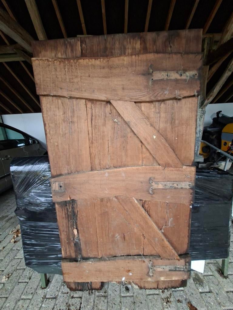 Eiken Antieke houten deur schuurdeur, Doe-het-zelf en Bouw, Deuren en Vliegenramen, Ophalen, Hout