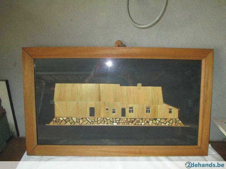 kader glas met tekening in stro, Huis en Inrichting, Ophalen of Verzenden, Gebruikt