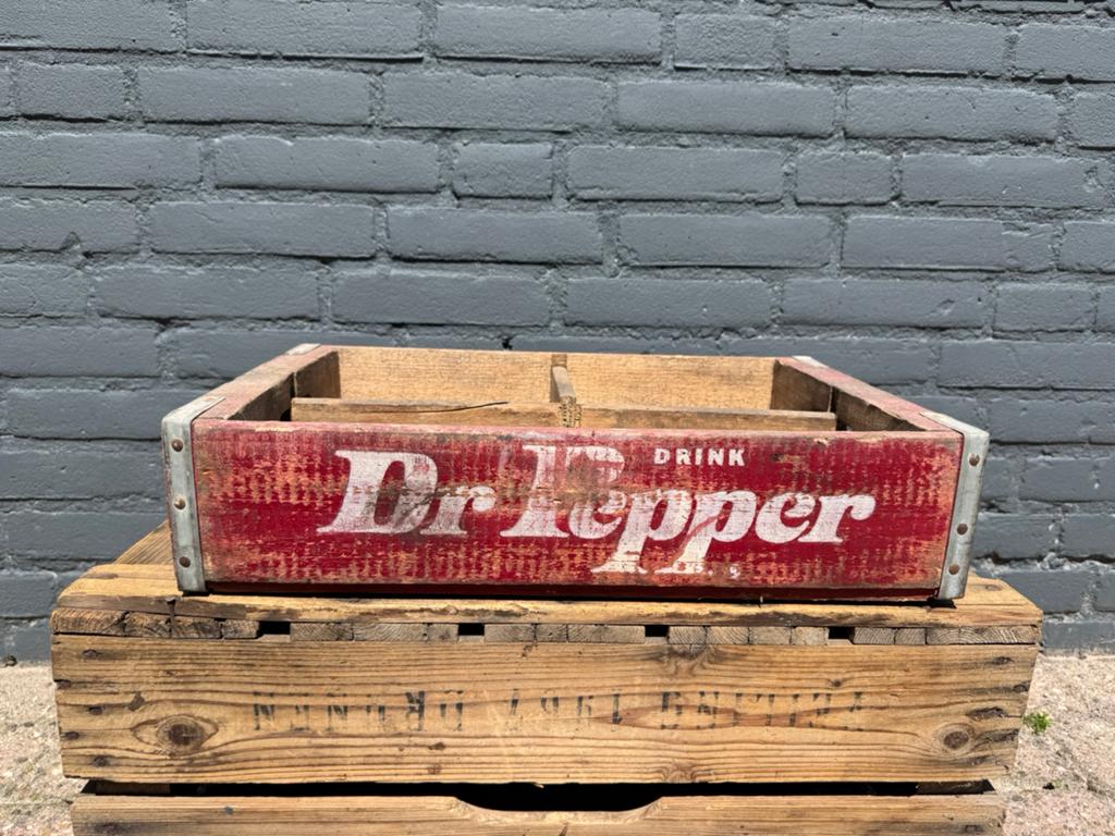 Ancienne caisse publicitaire Dr. Pepper USA, Enlèvement, Utilisé, Ustensile