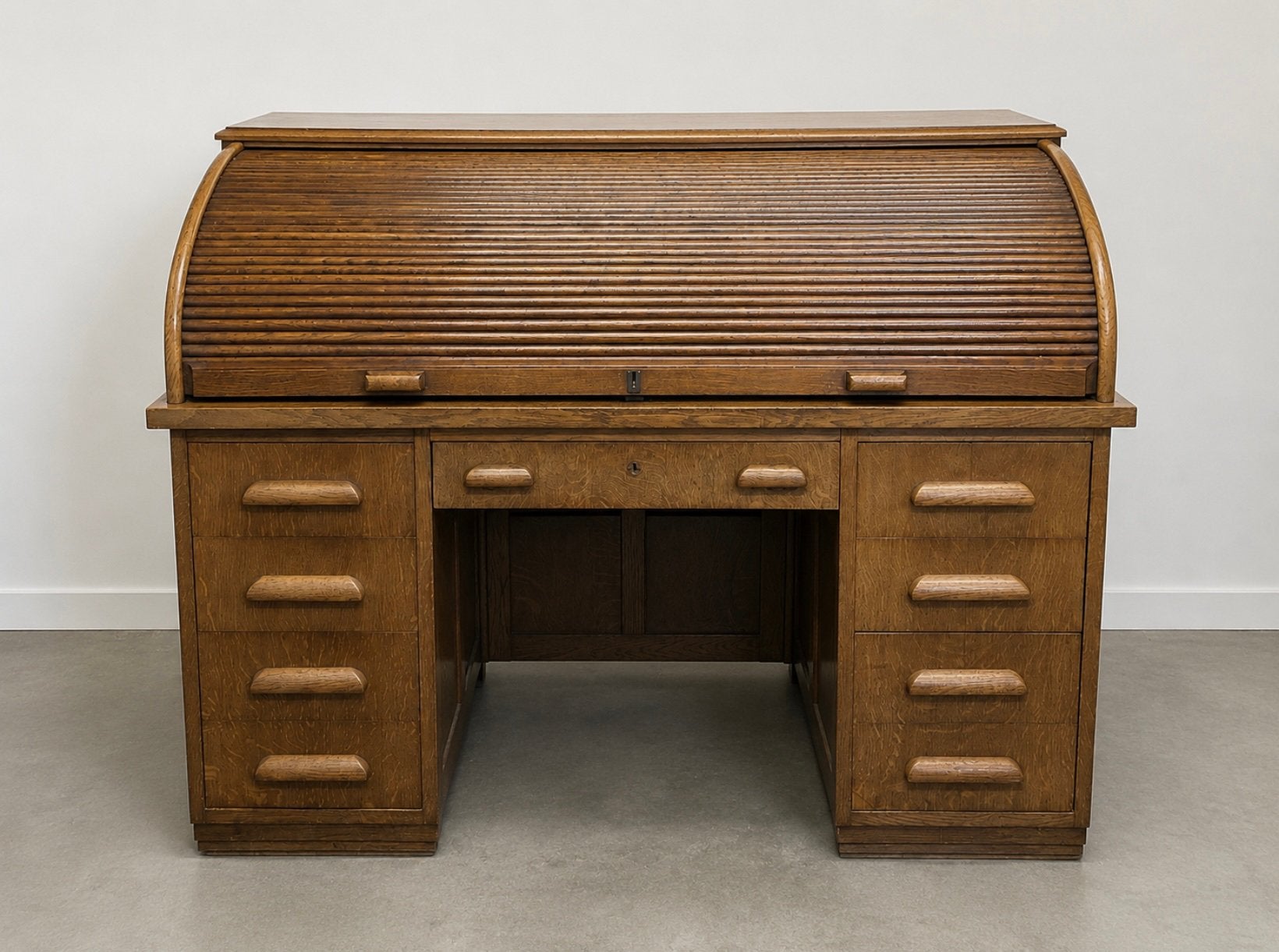 Bureau à volets en chêne authentique, Maison & Meubles, Vintage, 73 cm, Enlèvement, Utilisé
