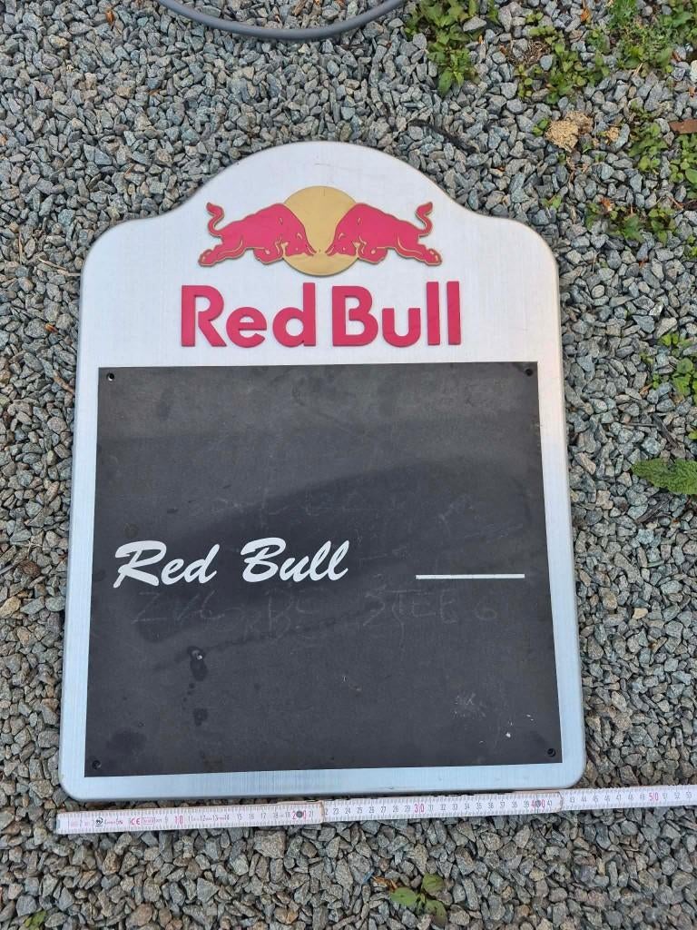 Red Bull metalen reclamebord + krijtbord, Enlèvement, Utilisé, Panneau publicitaire