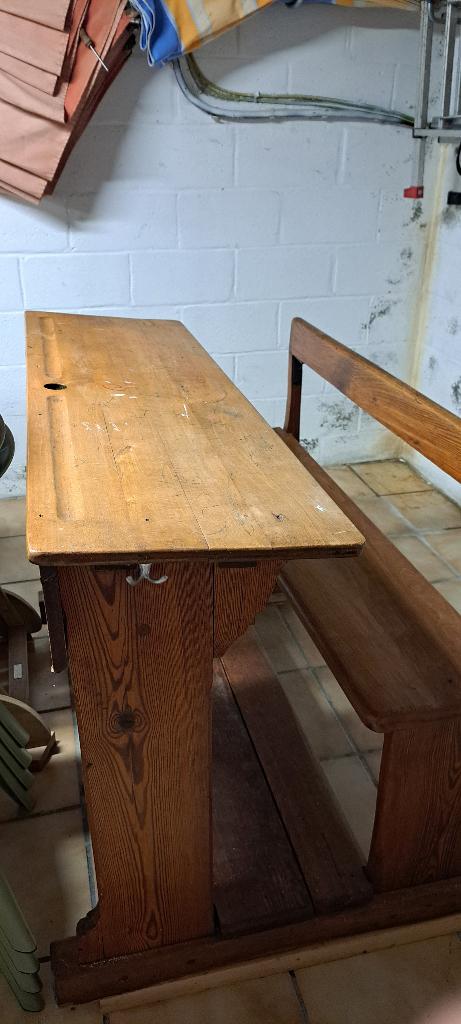 schoolbank, Huis en Inrichting, Bureaus, Ophalen, Gebruikt, Hout, Bruin