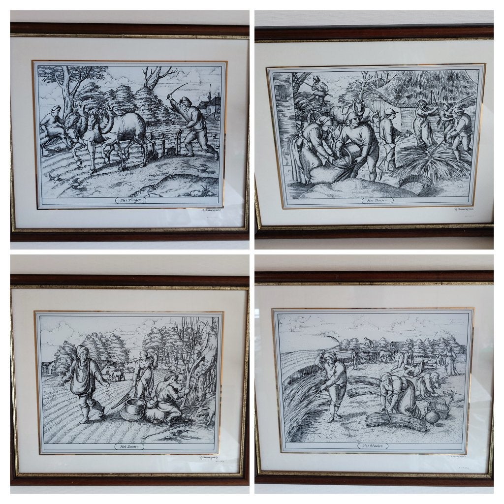 Landbouw, 4 gesigneerde glasgravures Gerald Swaenepoel voor:, Antiek en Kunst, Ophalen, Dagelijks leven, 1950 - 1999, 46 cm